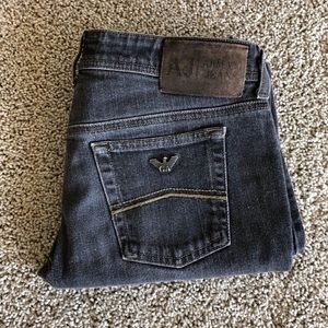 AJ Armani Jeans black wash straight leg jeans